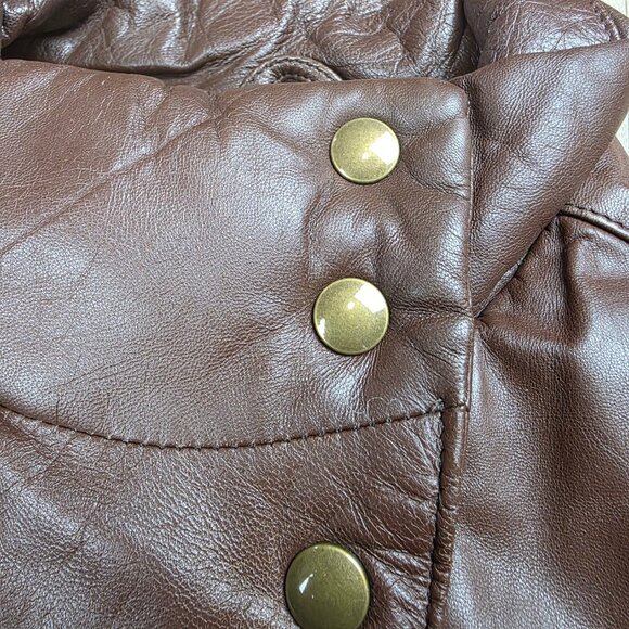 Eddie Bauer Vintage Women's Jacket Leather Winter Down-filled - Picture 10 of 13